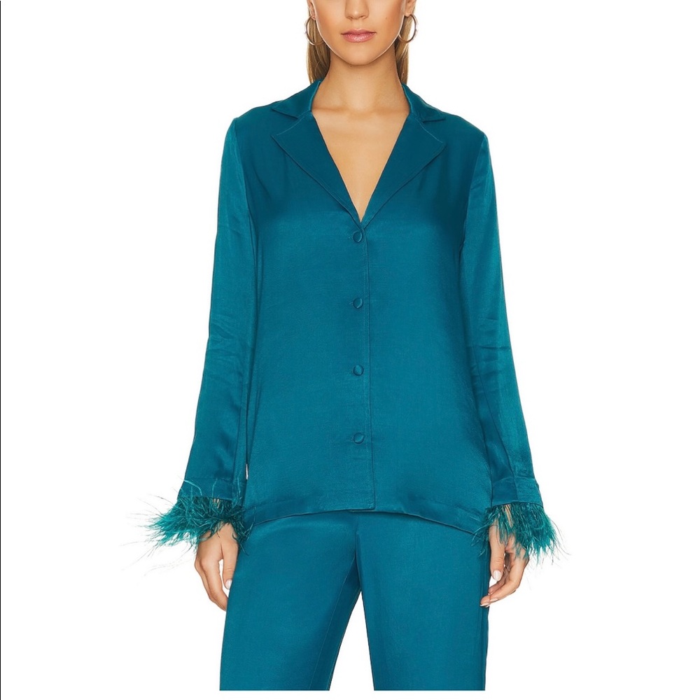Lovers and friends button down blouse size M deep cyan color.